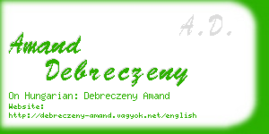 amand debreczeny business card
